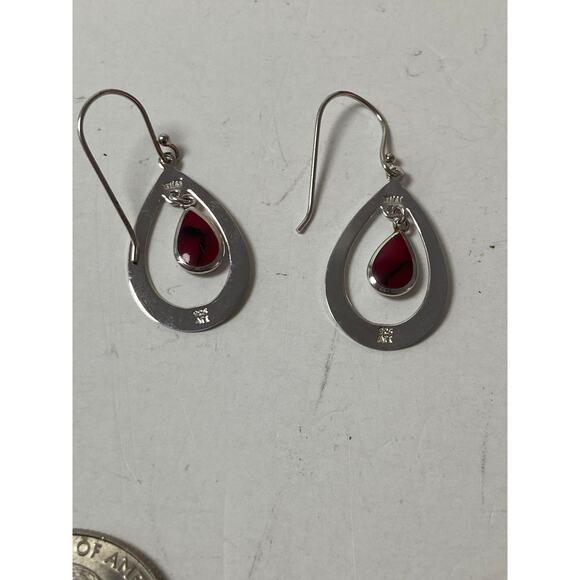 Vintage Sterling Silver Teardrop Earrings Boho Chic - Picture 3 of 3
